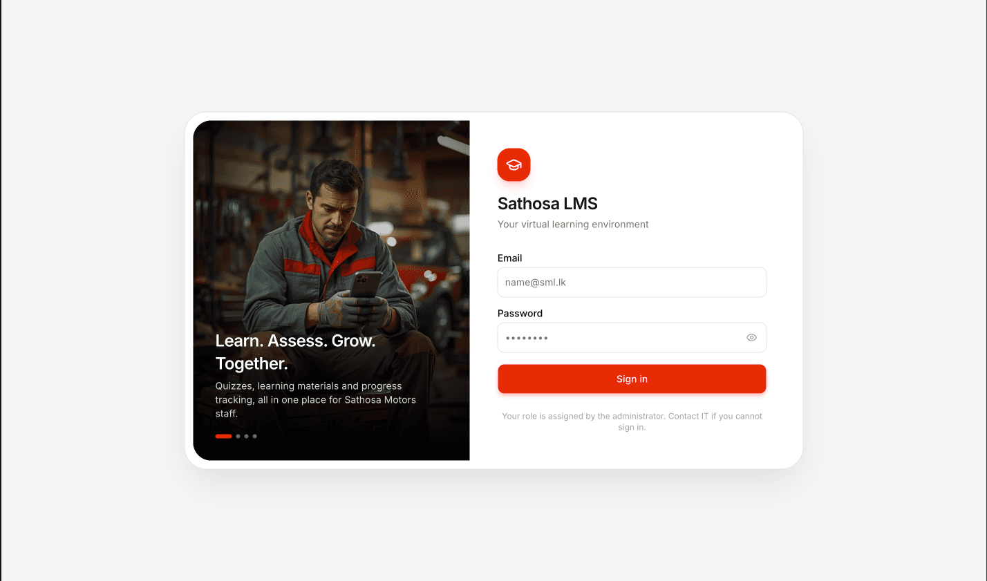 Sathosa LMS sign-in screen